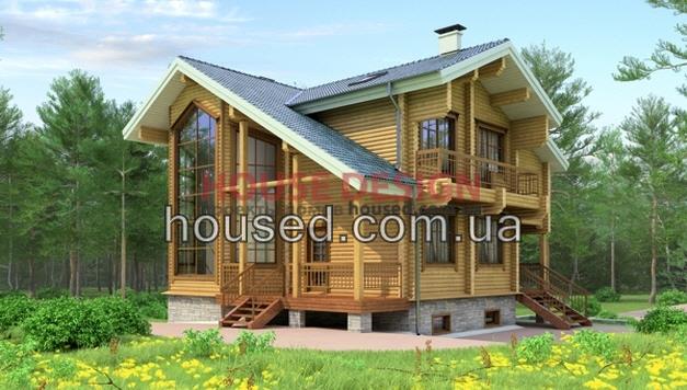 Проект дома № 21511 из бруса и с цокольным этажом