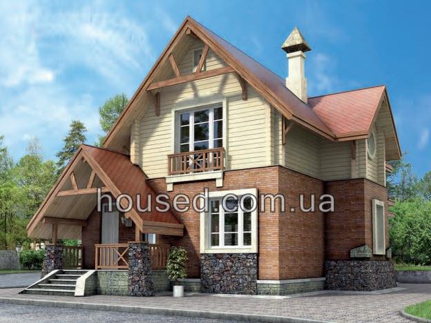 Проект дома № 14507 из кирпича и клееного бруса