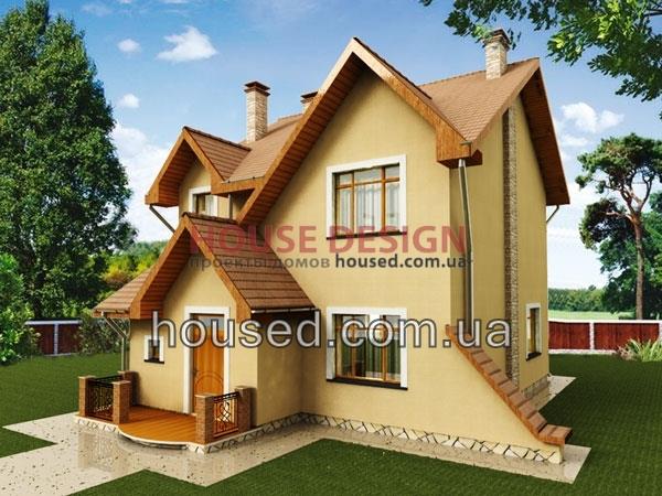 Проект дома № 11624  с мансардой для  не большей семьи
