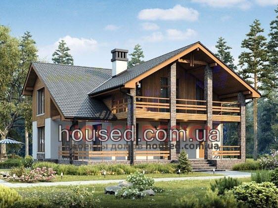 Проект дома № 15406 с большим балконом